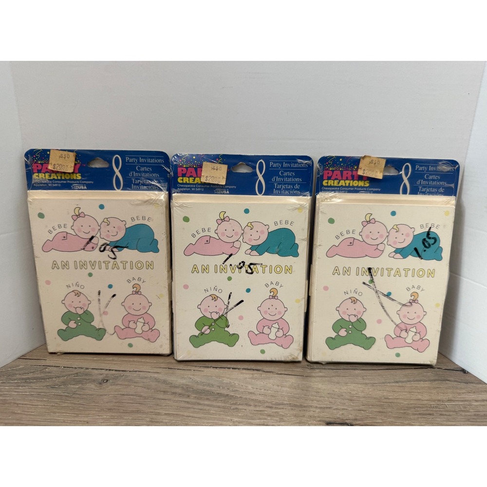 Vintage Party Creations Baby Shower Invitations 24ct Bebe Niño Retro 3 Packs USA